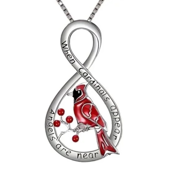 Cardinal Necklace Inspirational Inscribed When Cardinals Appear Angels Are Near - Picture 1 of 15